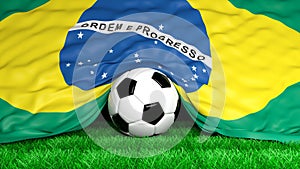 Soccer ball with Brazilian flag