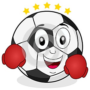 Soccer Ball Character with Boxing Gloves