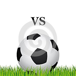 Soccer ball closeup. Teams adversaries. Soccer stadium grass field on a white background.