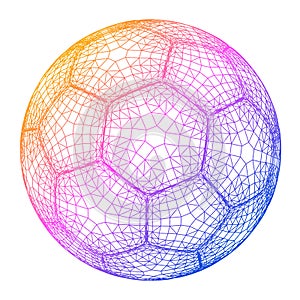 Soccer ball colorful wireframe grid vector illustration