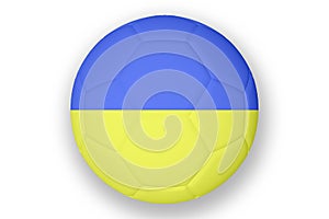 Soccer ball in the colors of the national flag of Ukraine isolated on a white background. Ukrainian sport concept with blue-yellow