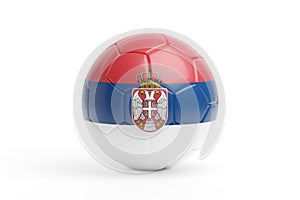 Soccer ball with the colors of the Serbian flag. 3d illustration