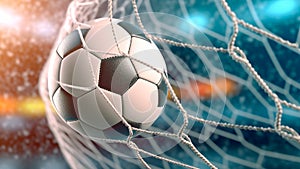 Soccer ball darts into the back of net with impressive velocity, Generative AI