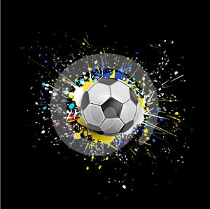 Soccer ball dash on colorful & grunge texture isolate on black background, vector & illustration