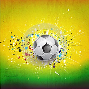 Soccer ball dash on green grunge texture background, & illustration