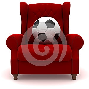 Soccer ball in easy chair