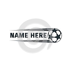 soccer ball emblem badge name tag theme vector design for print on sticker, vinyl, decal, mug and t shirt