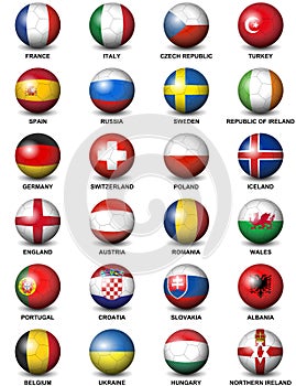 Soccer Ball European Countries Flags Euro 2016