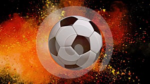 Soccer ball with an exploding background