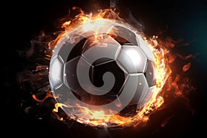 Soccer ball explosion fire. Generate Ai