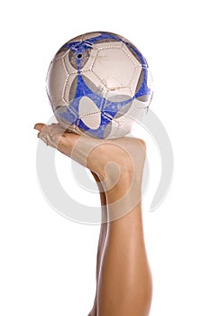 Soccer ball on feet