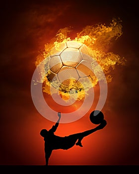 Soccer ball and fire
