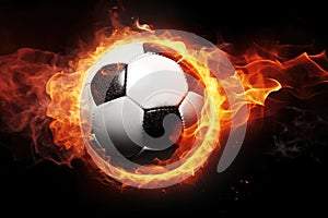 Soccer ball on fire, Burning classic soccer ball background.