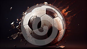 Soccer ball on fire explodes in motion generated by AI