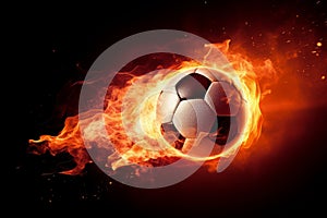 Soccer ball fire flame. Generate Ai