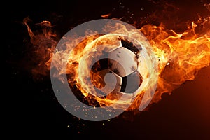 Soccer ball fire flame. Generate Ai