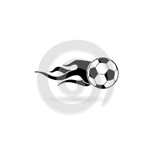 Soccer ball in fire flame icon isolated on white background