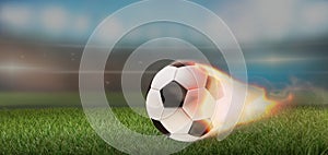 Soccer ball fire flames soccer stadium 3d-illustration