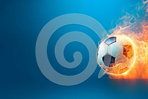 Soccer ball fire mockup. Generate Ai