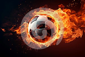 Soccer ball fire mockup. Generate Ai