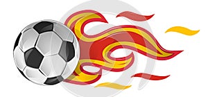 soccer ball on fire with spain flag