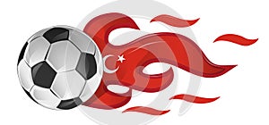 Soccer ball on fire with turkey flag