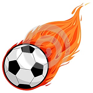 Soccer ball on fire. Vector illustration