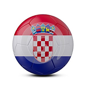 Soccer ball with flag of Croatia isolated with clipping path on white background, 3d rendering