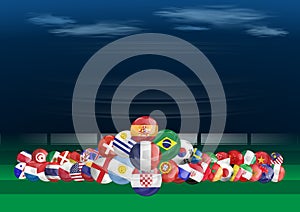 Soccer ball flag ,Grass,net, football field.Illustration design idea and concept think creativity.