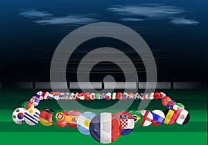 Soccer ball flag ,Grass,net, football field.Illustration design idea and concept think creativity.