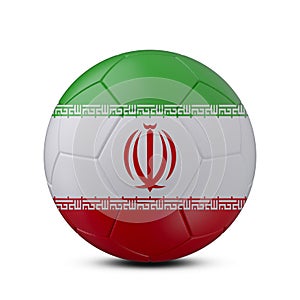 Soccer ball with flag of Iran isolated with clipping path on white background, 3d rendering