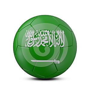 Soccer ball with flag of Saudi Arabia isolated with clipping path on white background, 3d rendering