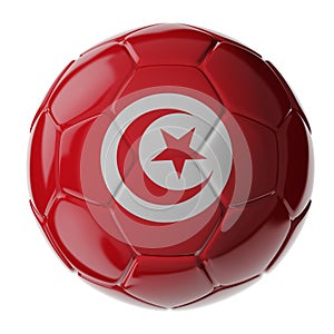 Soccer ball. Flag of Tunisia