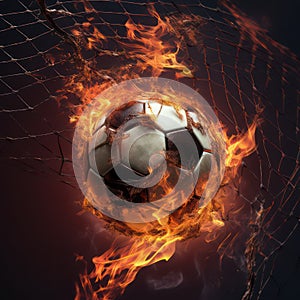 Soccer ball in flames created with Generative AI
