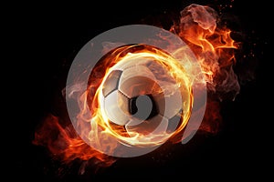 Soccer ball flames. Generate Ai