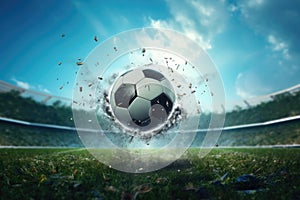 a soccer ball flies and leaves a trail