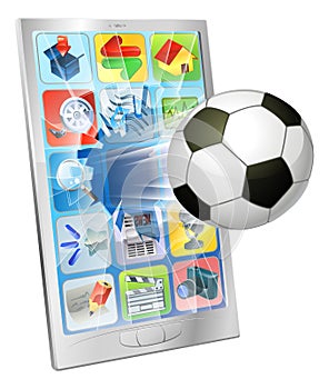 Soccer ball flying out of mobile phone