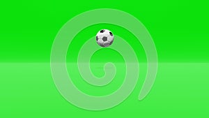 Soccer ball flying to camera on chromakey background.