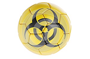 Soccer ball or football ball with bio hazard, 3D rendering