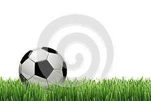 soccer ball or football ball on green grass isolated on white background