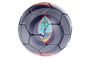 Soccer ball or football ball with Guamanian flag, 3D rendering