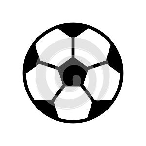 Soccer ball. Football ball. Icon of sport. Black outline icon isolated on white background. Simple line object for sport games.