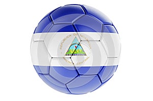 Soccer ball or football ball with Nicaraguan flag, 3D rendering