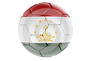 Soccer ball or football ball with Tajik flag, 3D rendering