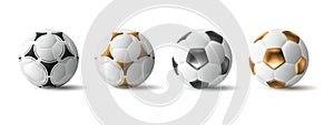 Soccer ball,Football ball, vector set realistic 3d design style