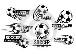 Soccer ball football tournament set icons. Symbol or emblem.