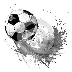 Soccer ball. football watercolor hand drawn illustration