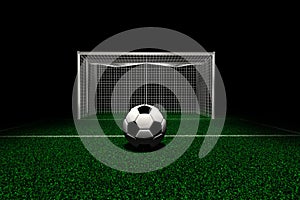 Soccer ball in front goal