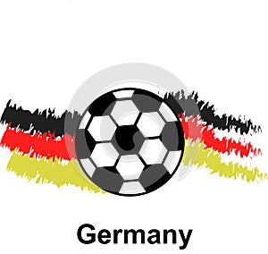 Soccer ball with Germany flag in the background