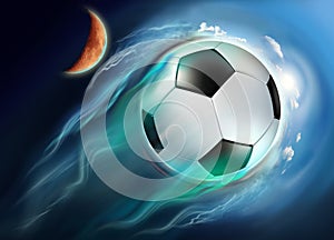Soccer ball globe travel in space